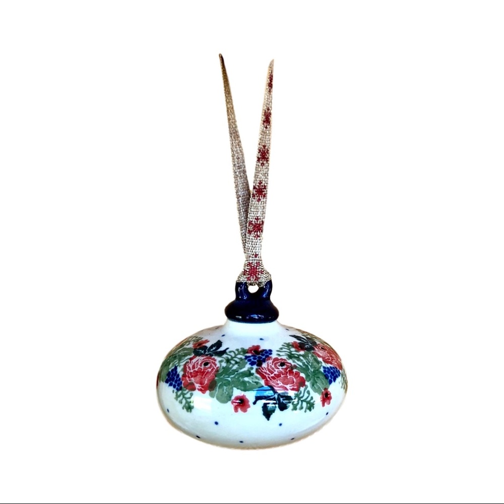 Polish Pottery Ornament with Red Roses